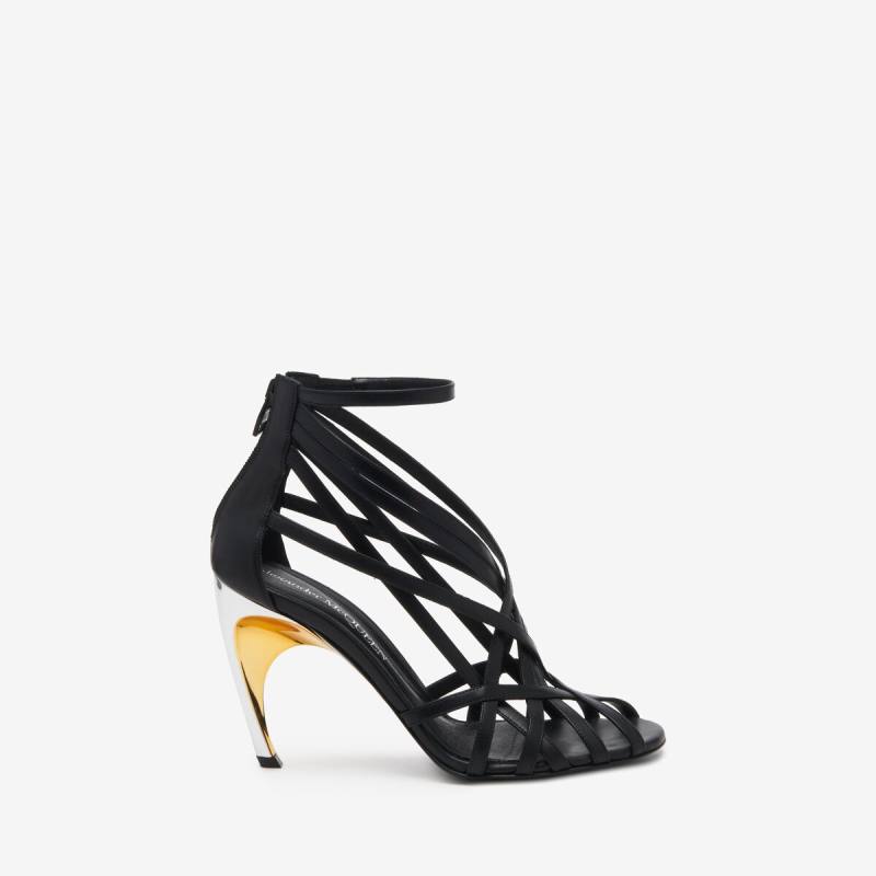 Alexander McQueen Women's Black Armadillo Strappy Sandal - 6.5 (Calf Leather)